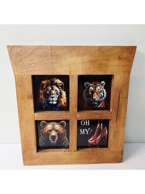 Bold Ceramic Tiles Lions Tigers Bears Oh My Red Ruby Shoes Framed Wall Decor